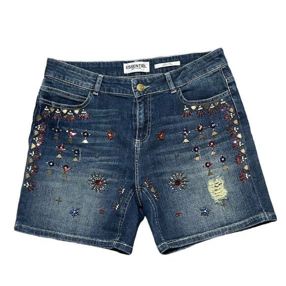 ESSENTIEL ANTWERP Jean Shorts Beaded Size 28 - Picture 1 of 6